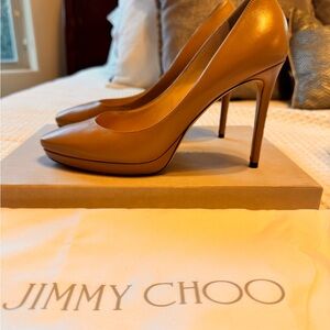 Jimmy Choo Tan Leather Stilettos